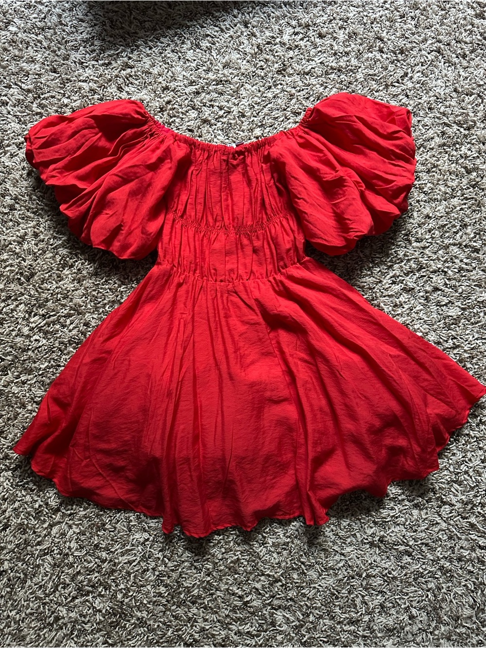 Princess Polly Red Off-Shoulder Puff Sleeve Top - Picture 2 of 8